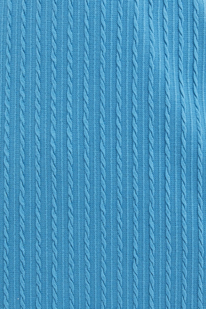 Blue Mini Skirt Elastic Waist Band Texture Polyester