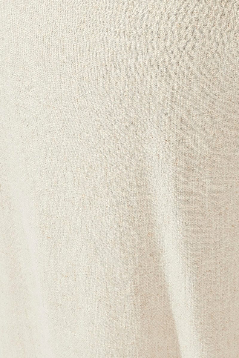 Beige Wide Leg Pants High Rise