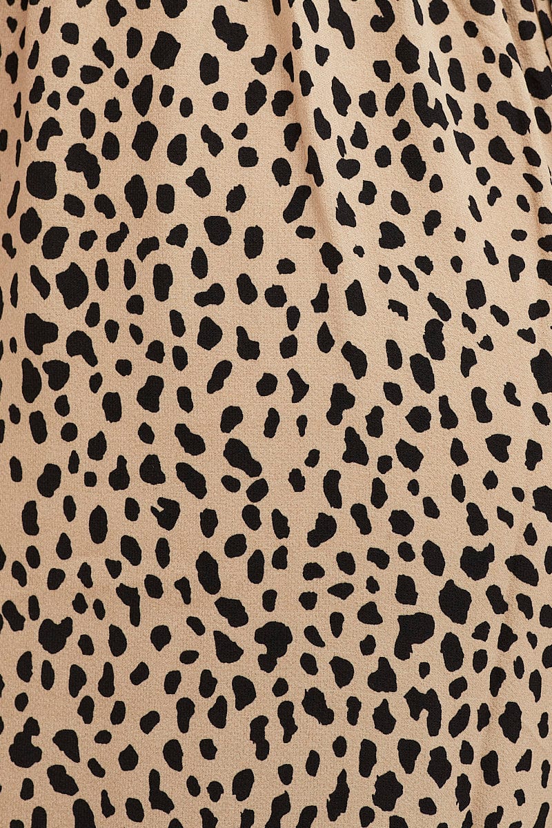 Beige Geo Wide Leg Pants