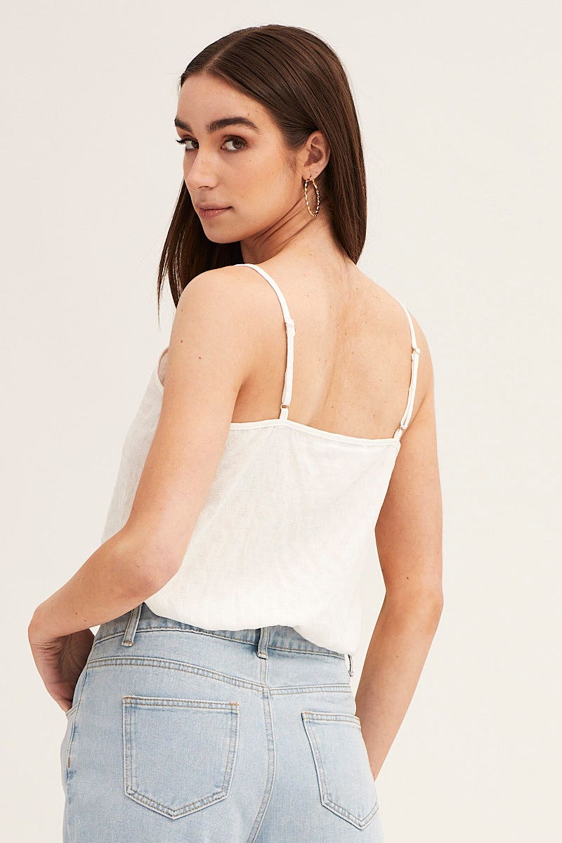 White Lace Cami Button Front