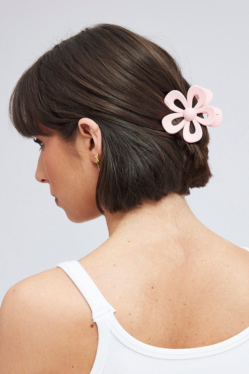 Pink Flower Claw Clip