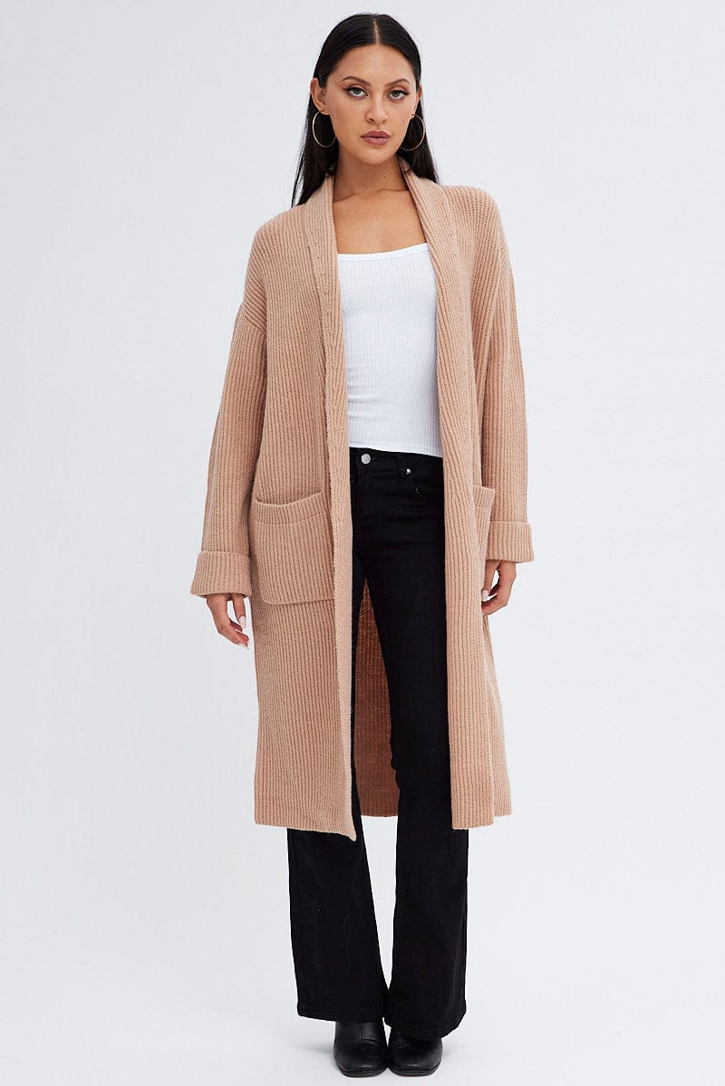 Beige Longline Cardigan