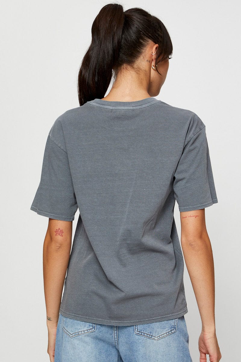 Grey Graphic T Shirt Short Sleeve