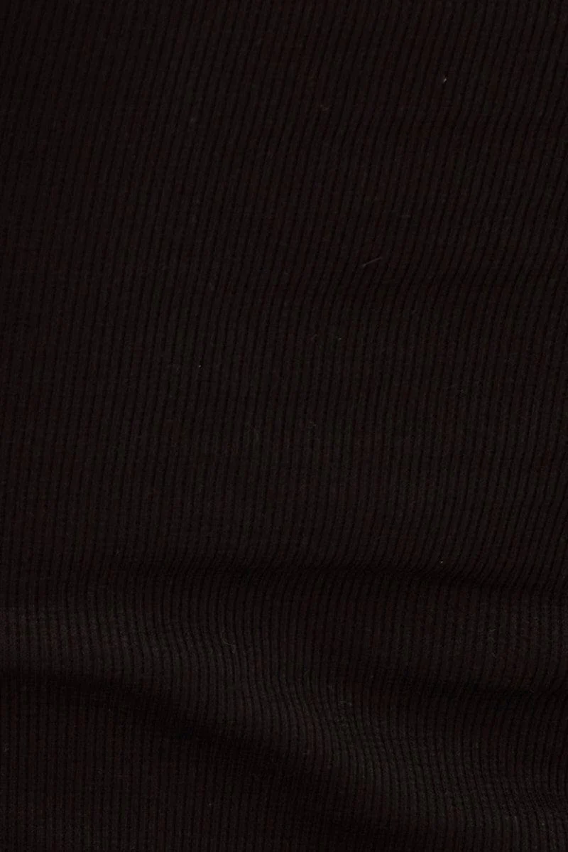 Black Crew Tank High Neck Curved Hem Sleeveless