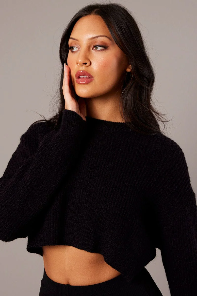 Black Knit Jumper Long Sleeve