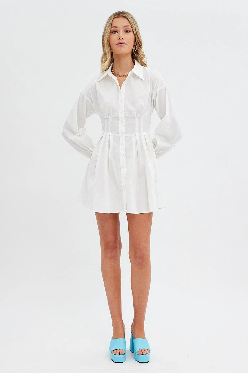 White Shirts Dress Long Sleeve Poplin