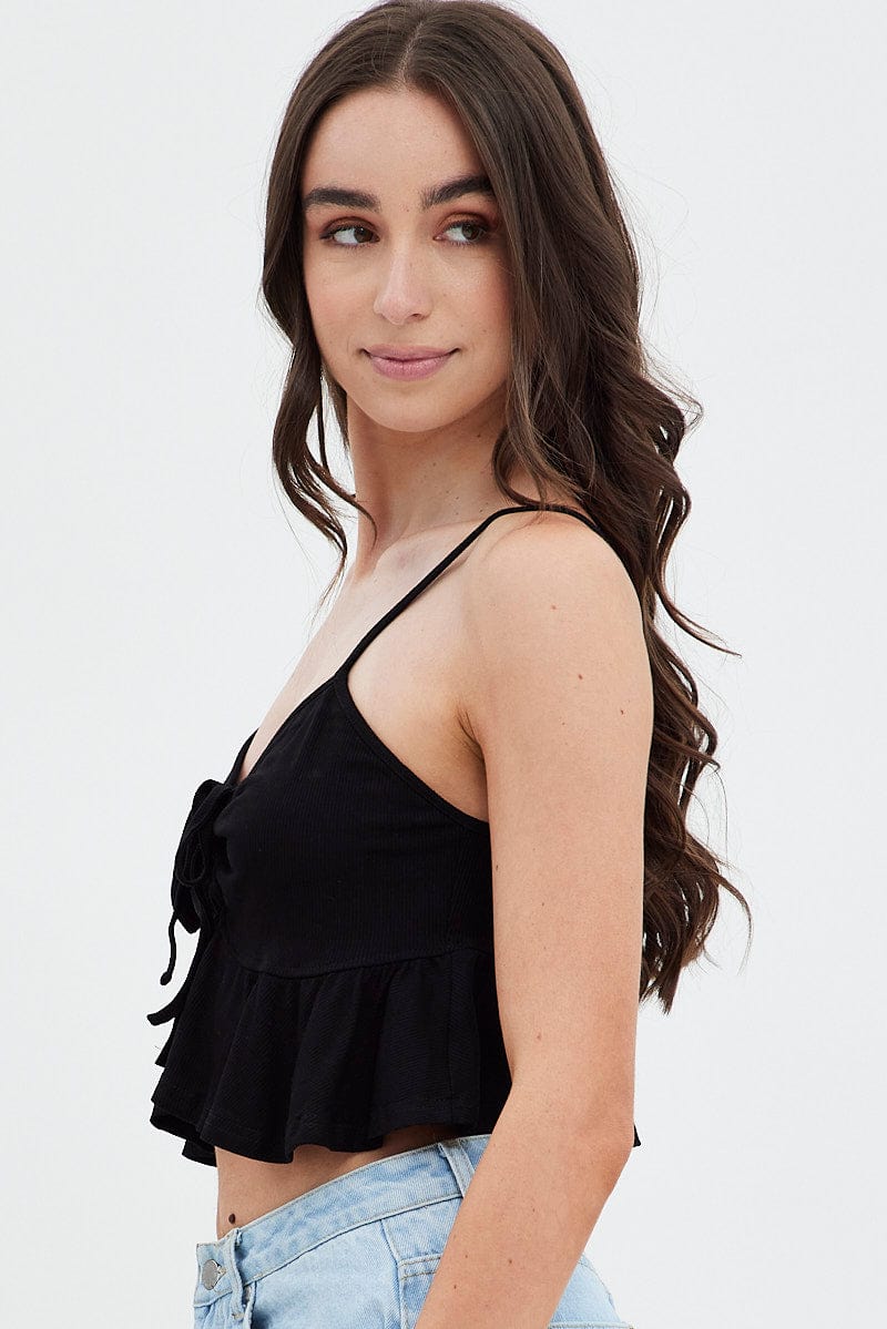 Black Cami Top Peplum