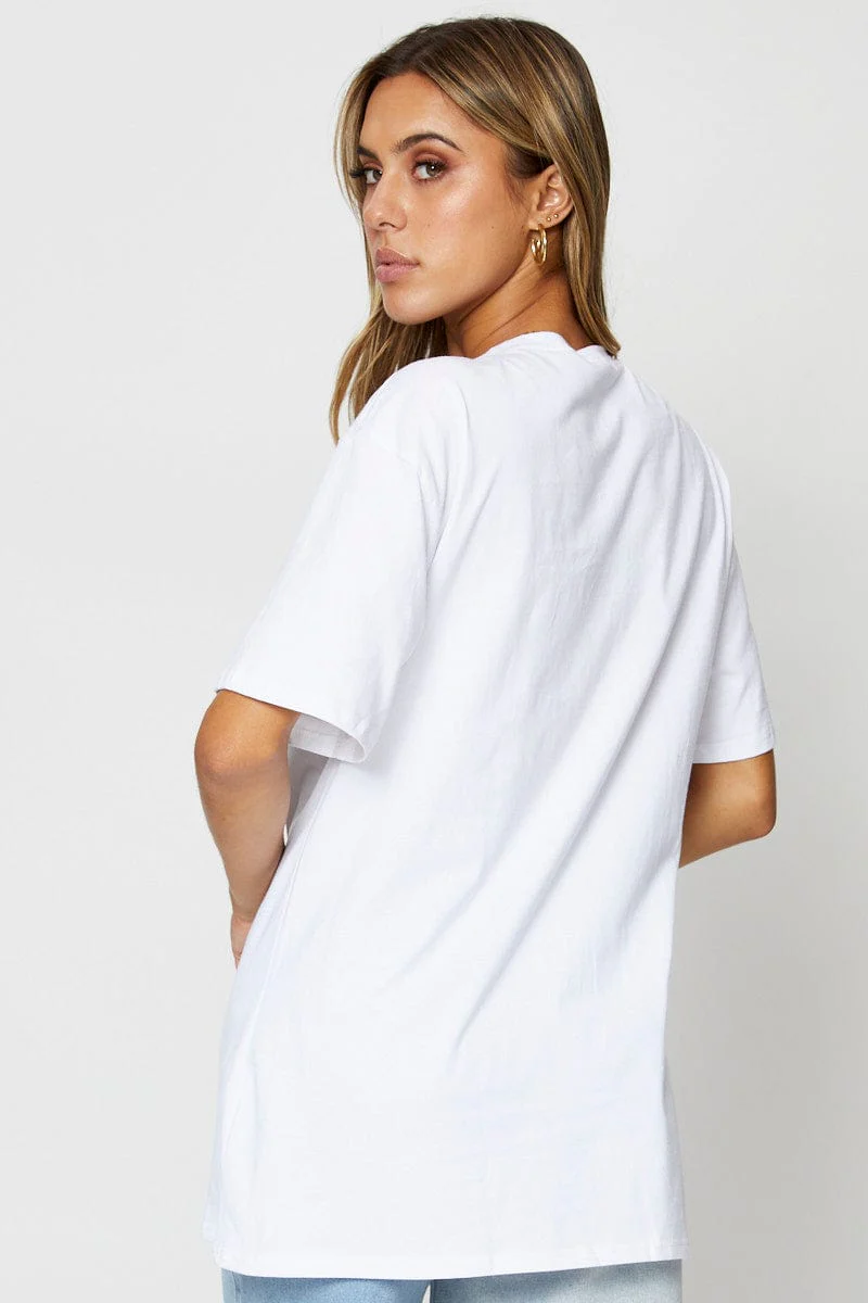 White Graphic T Shirt Short Sleeve