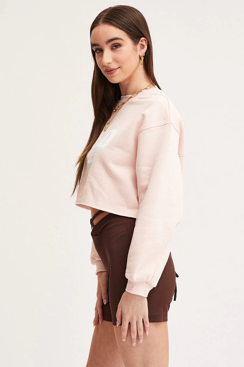 Brown Biker Shorts High Rise Waist Tie