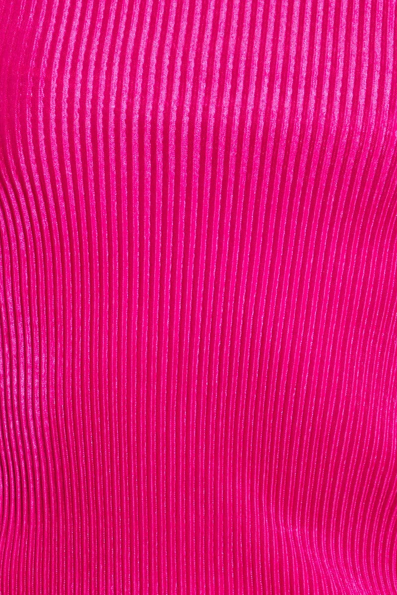 Pink Halter Plisse Top
