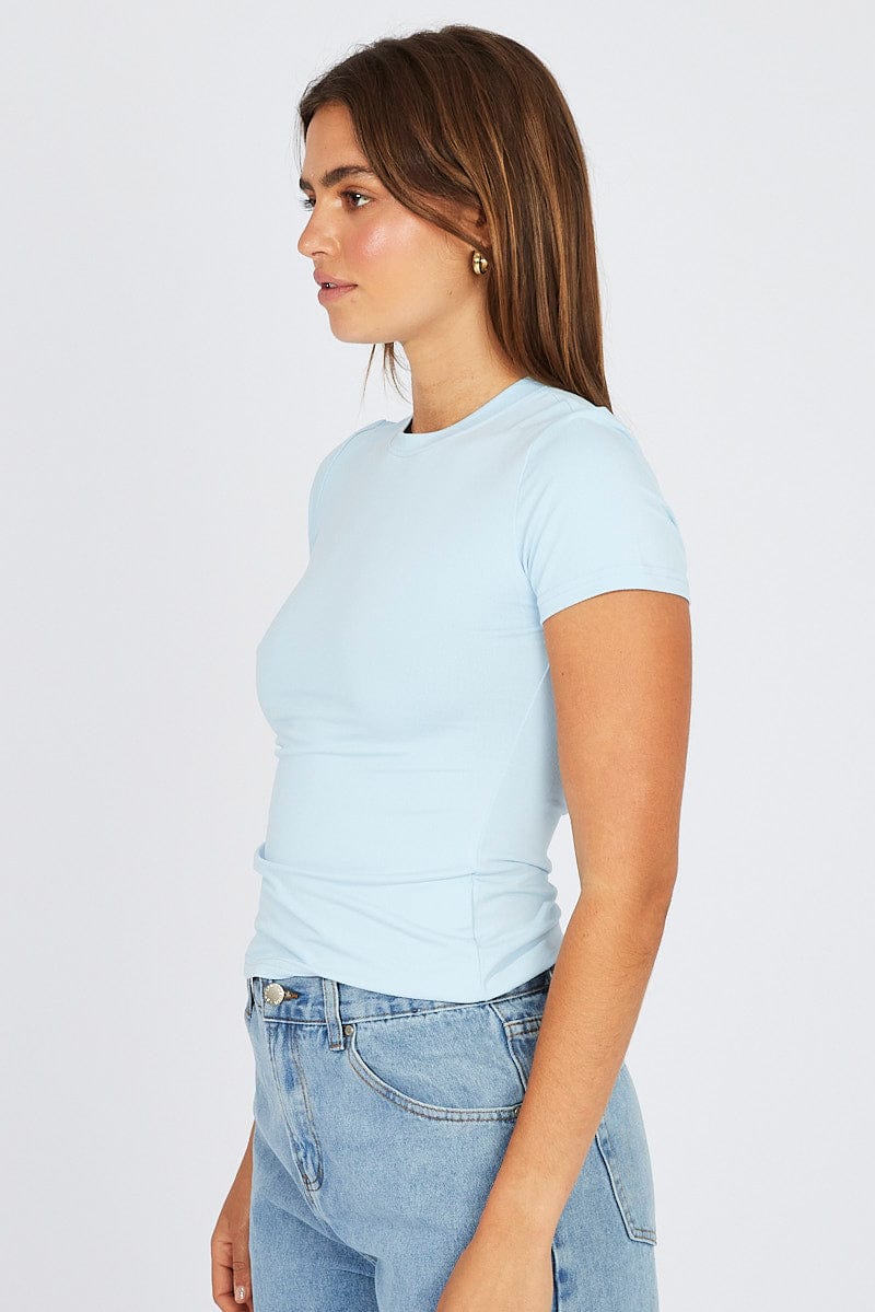 Blue Supersoft Top Short Sleeve Round Neck