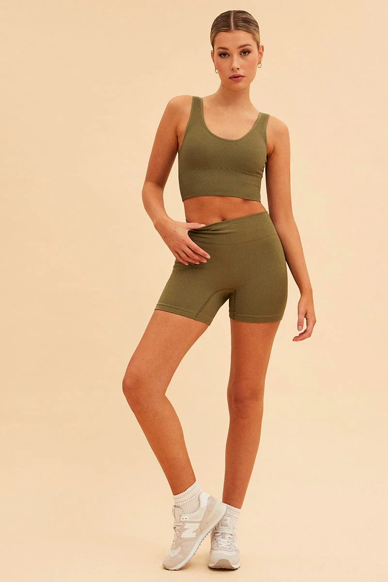 Green Nico Seamless Crop Top