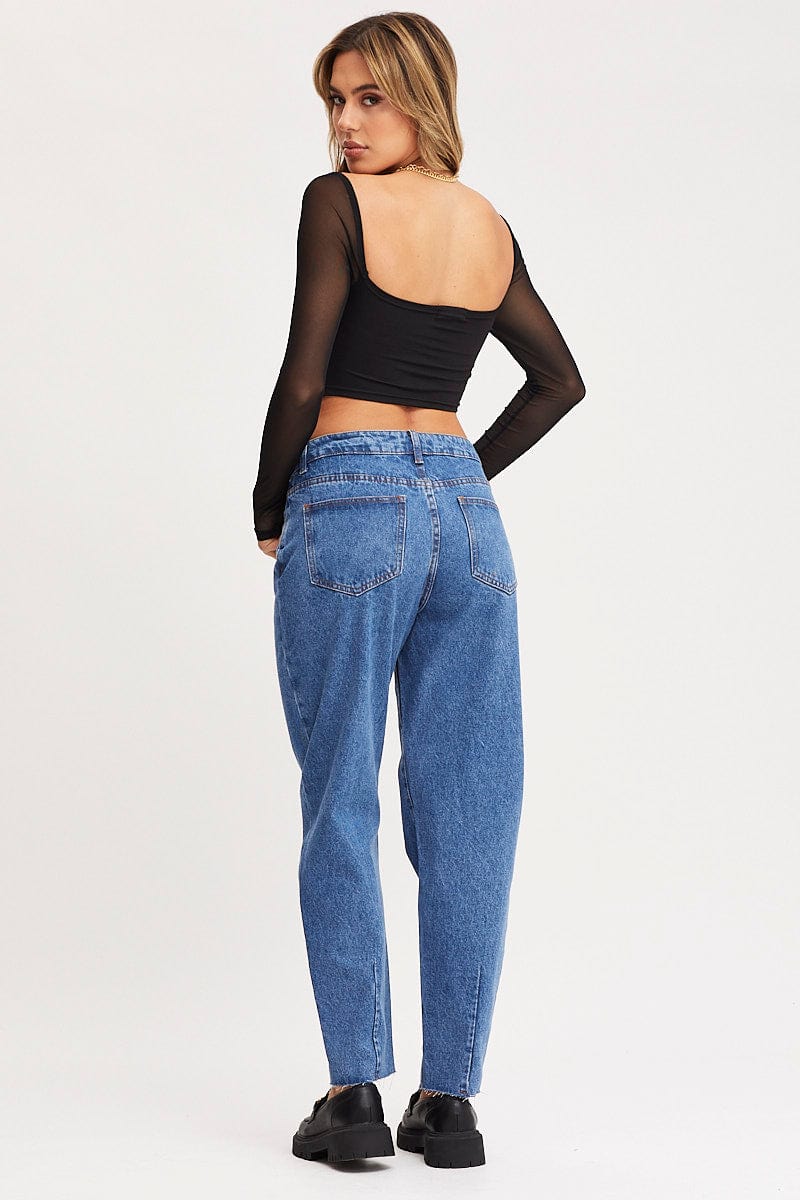 Blue High Rise Mom Jeans