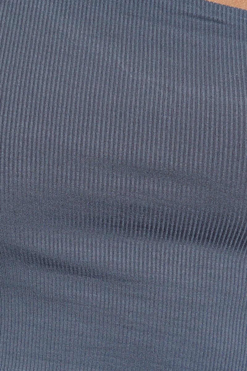 Grey Crop Top Sleeveless One Shoulder