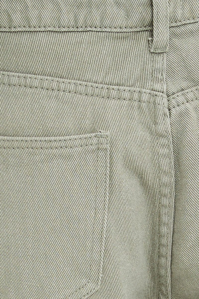 Green Wide Leg Denim Jeans High Rise