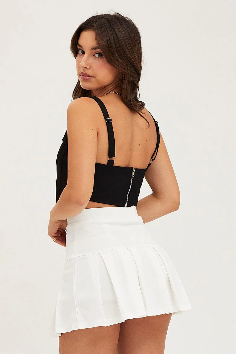 White High Waist Tennis Skirt
