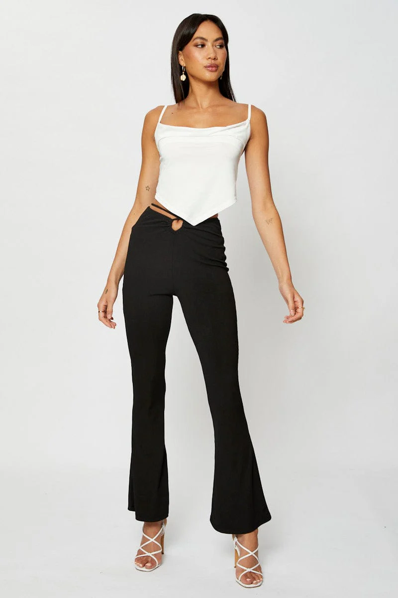 Black Jersey Pants Flare Leg