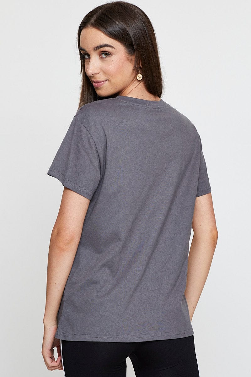 Grey Graphic T Shirt Short Sleeve