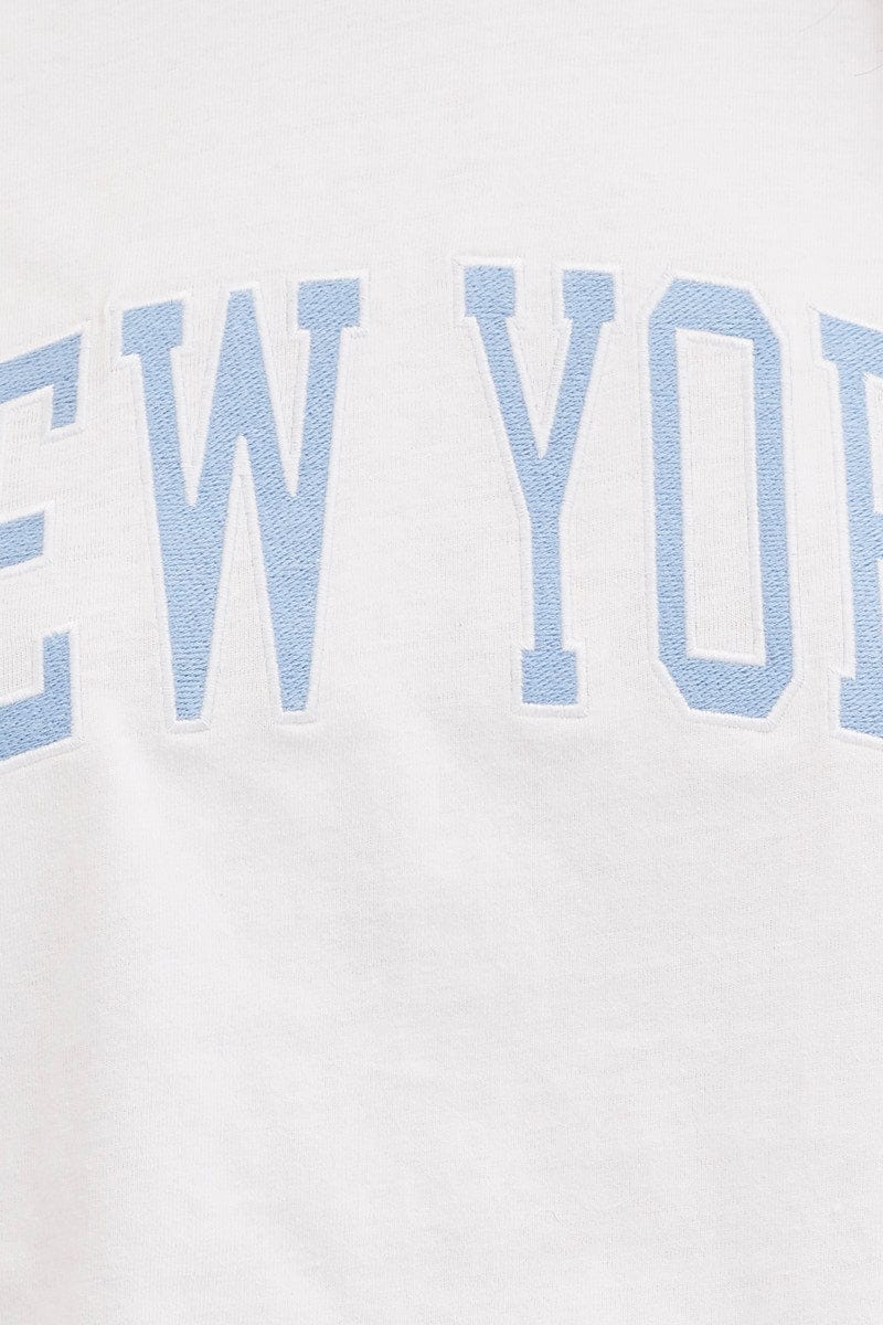 White Crop T Shirt Embroided