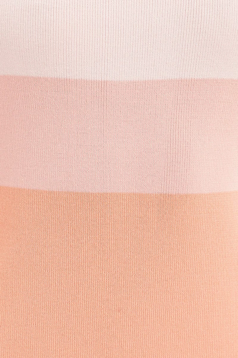 Multi Midi Dress Bodycon Scoop Neck