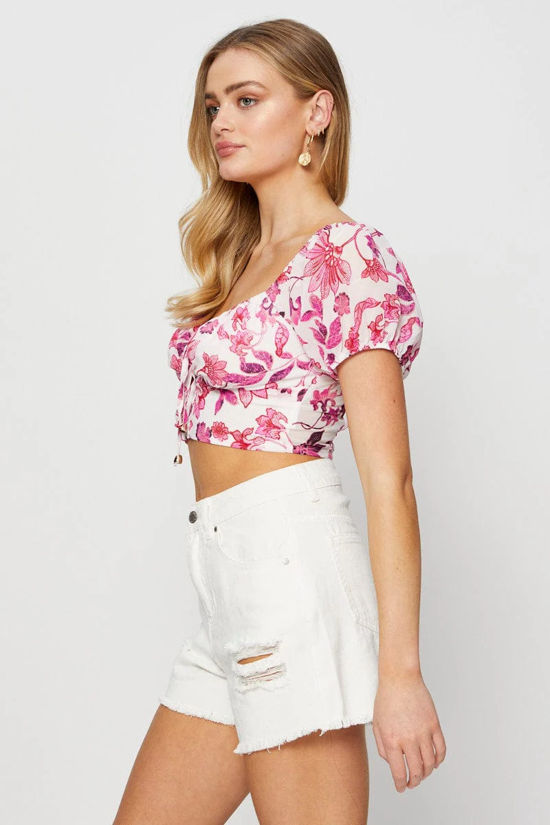 White Distress Denim Shorts High Rise