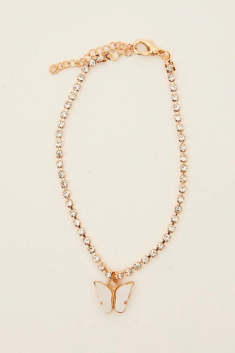 White Butterfly Charm Bracelets
