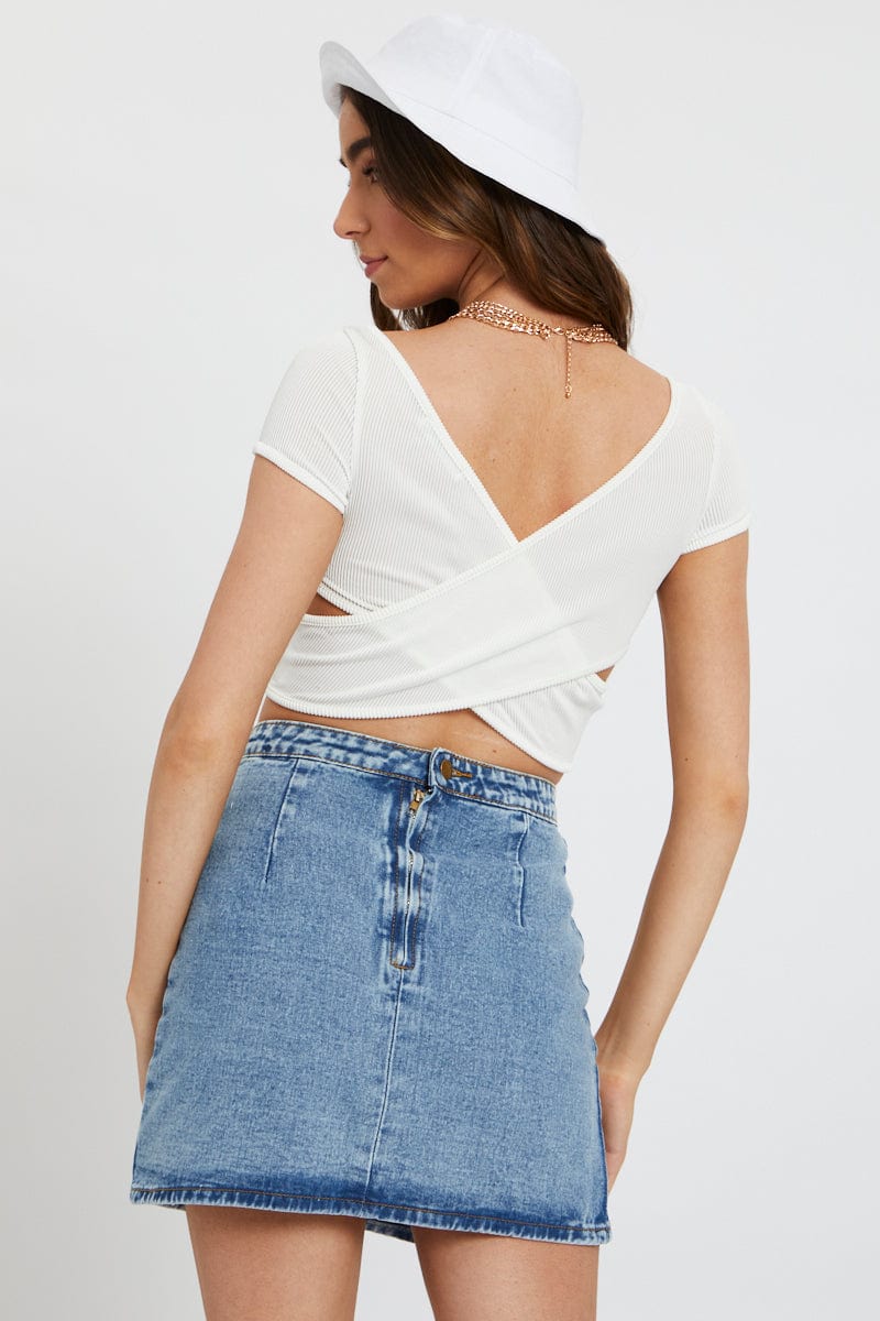 White Cross Back Top