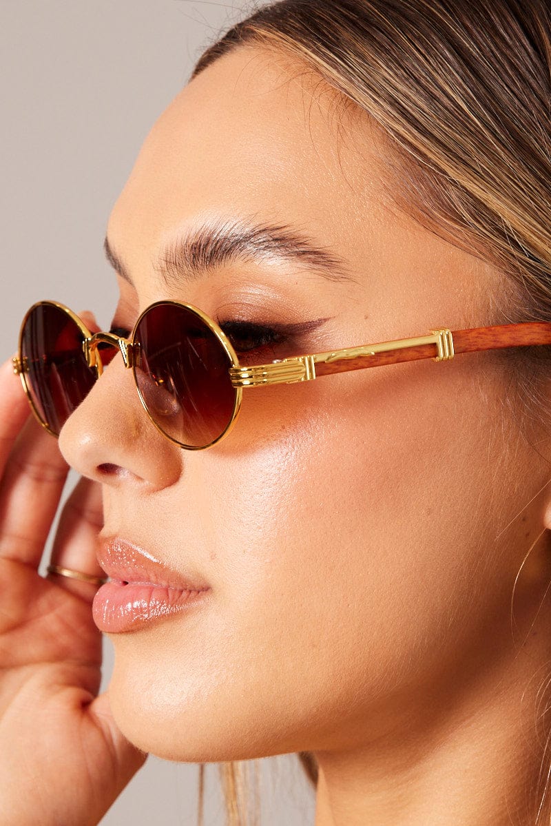 Brown Oval Sunglasses