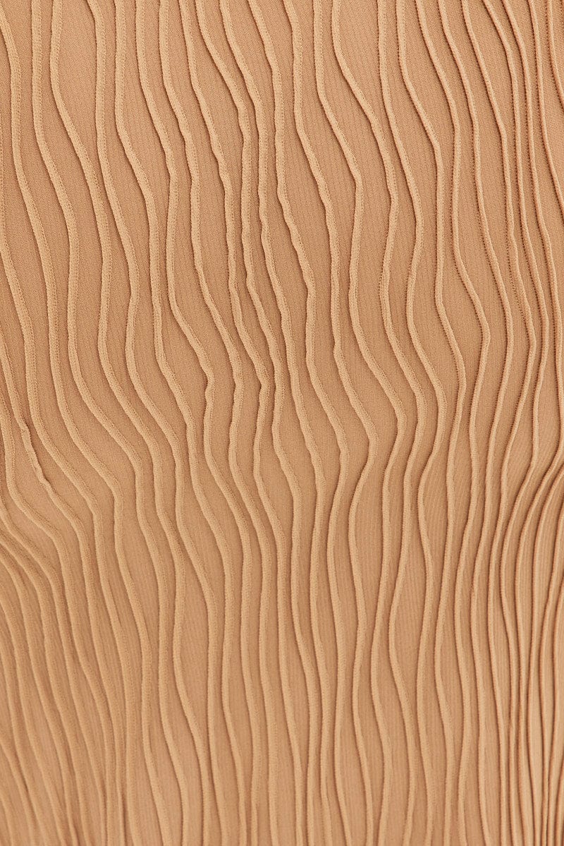 Beige Keyhole Midi Skirt