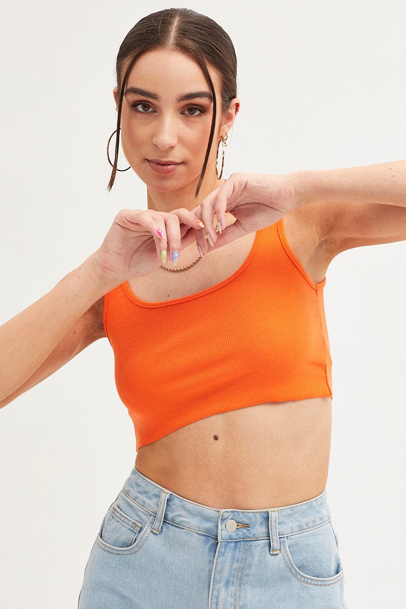 Orange Basic Jersey Top