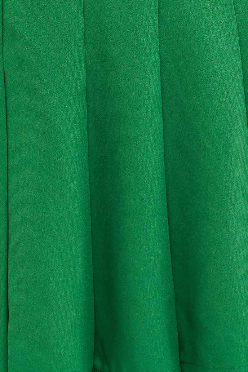 Green Mini Skirt Skater Pleated Tennis