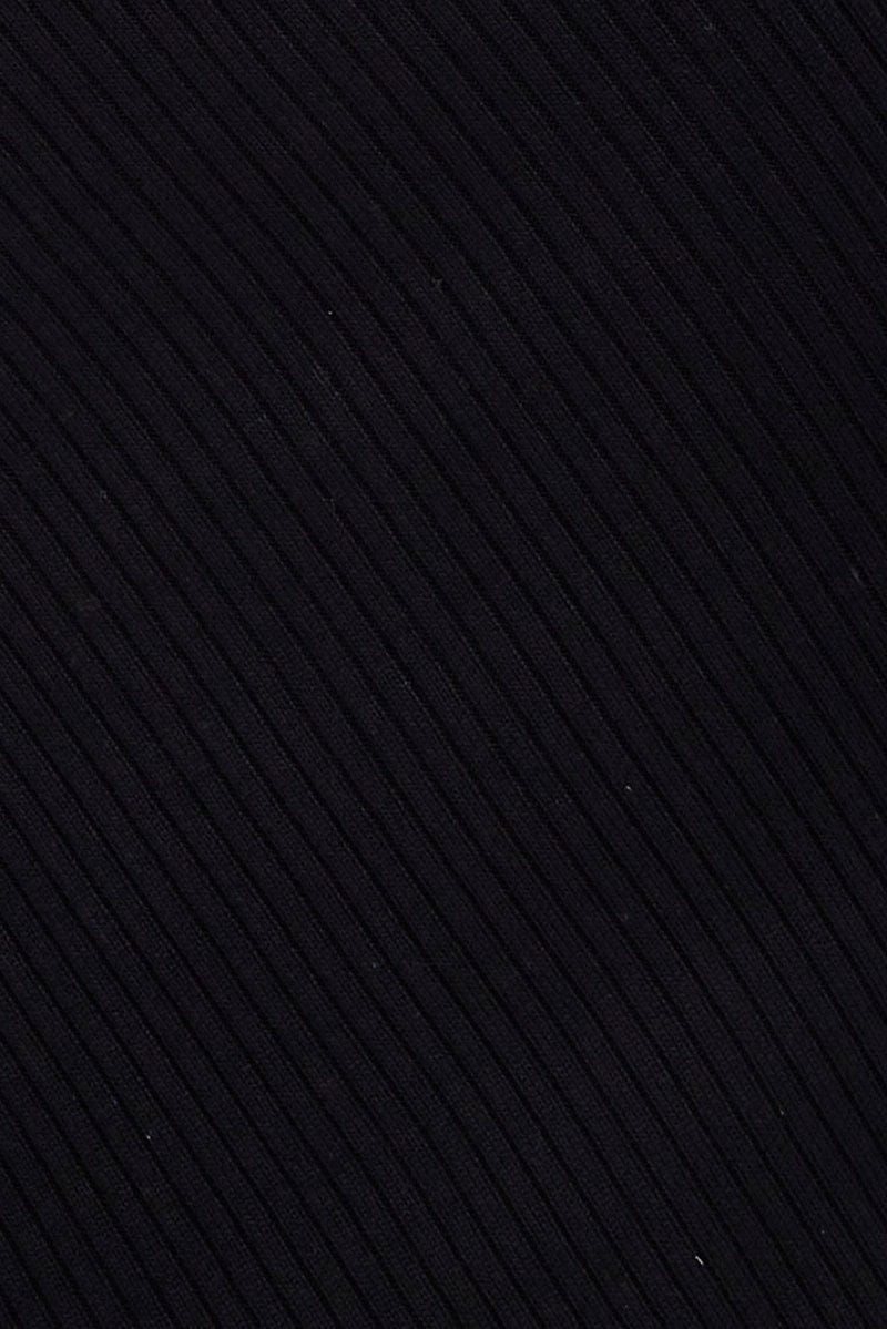 Black Knit Midi Dress Sleeveless Scoop Neck Bodycon Rib