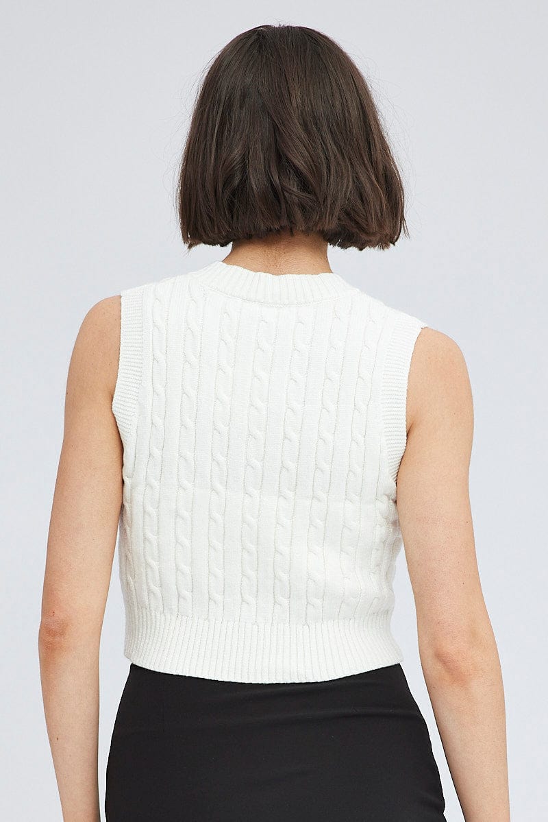 White Cable Knit Vest