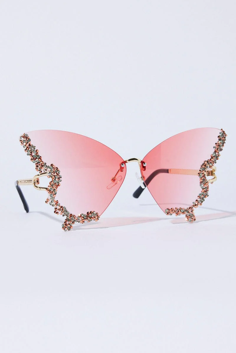 Pink Butterfly Sunglasses
