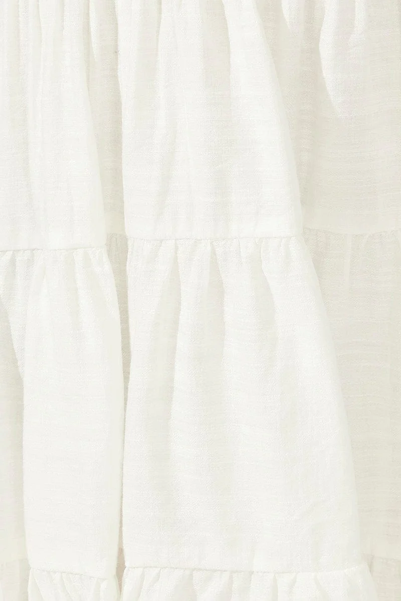 White Fit and Flare Dress Sleeveless Tiered