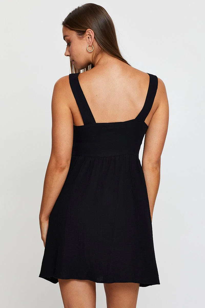 Black Mini Dress Square Neck