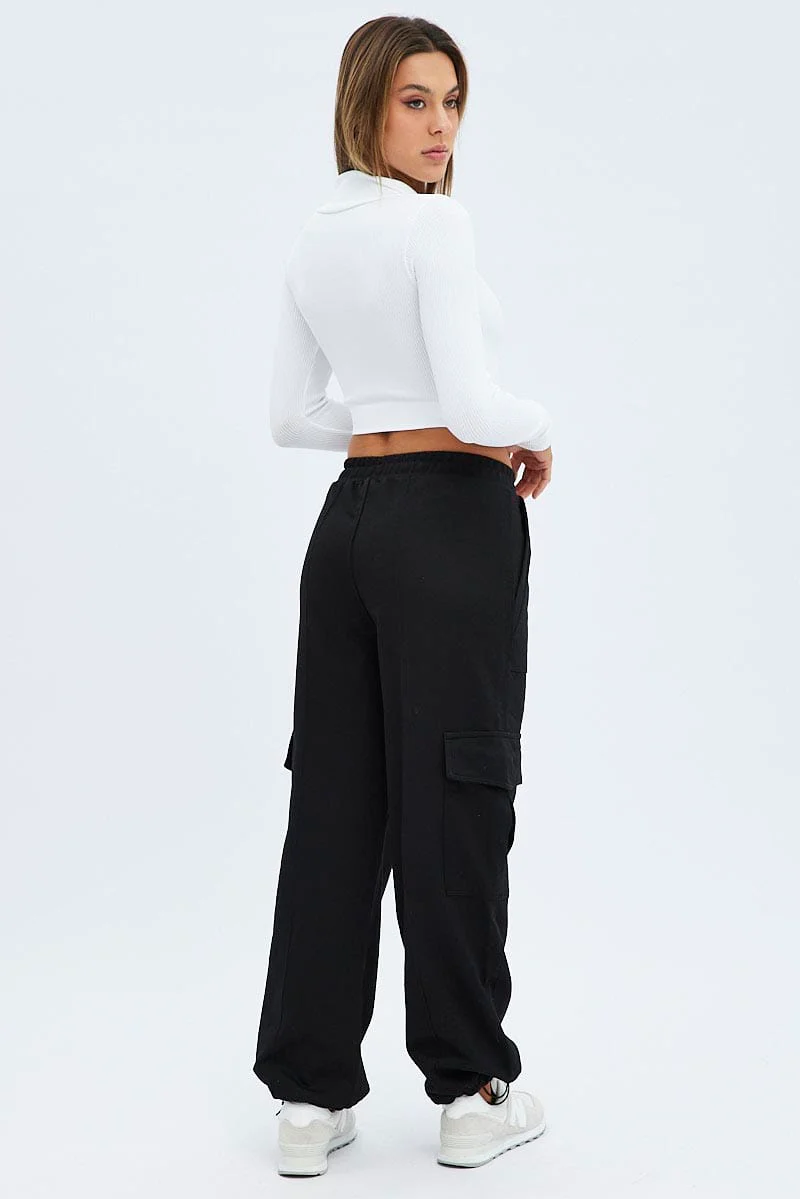 Black Cargo Track Pants