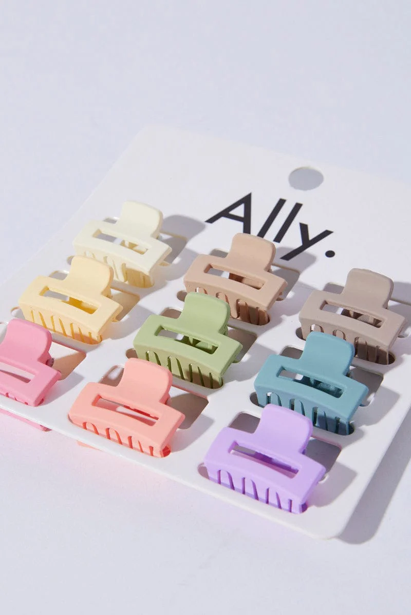Multi 9 Pack Multi Rectangle Claw Clips