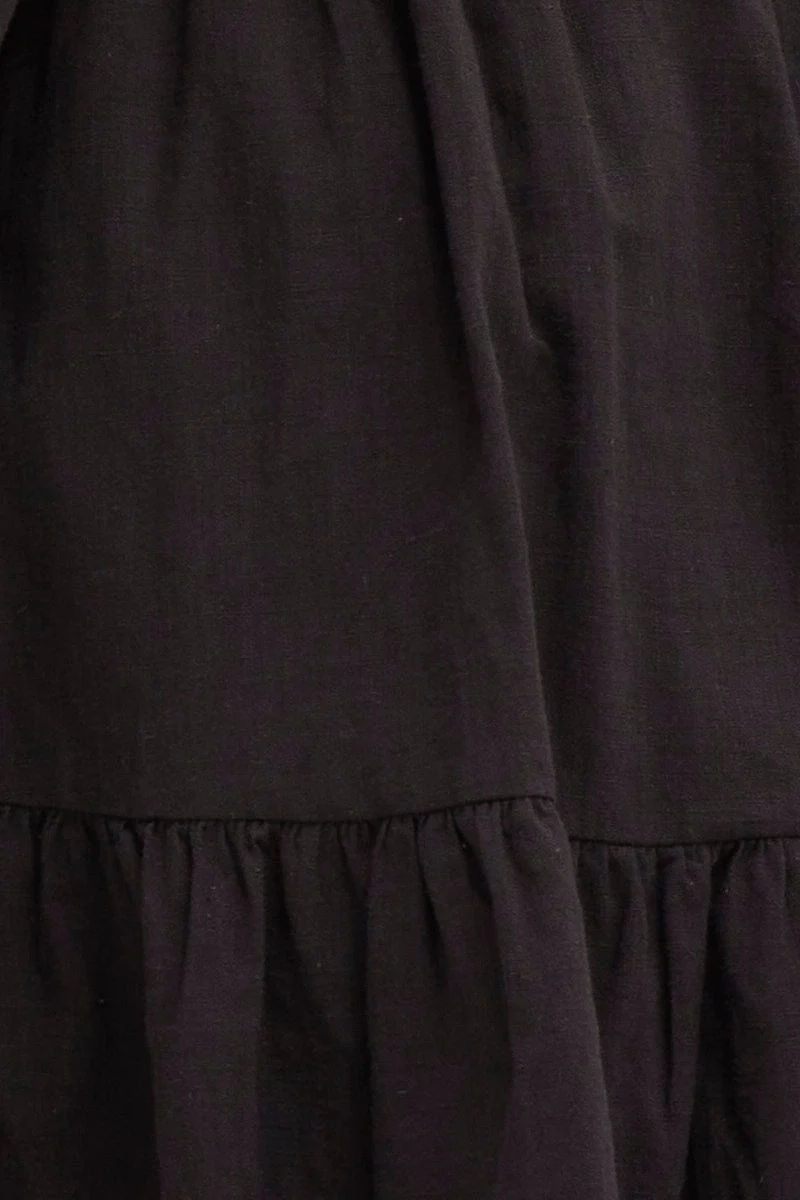 Black Skater Dress Puff Sleeve Mini