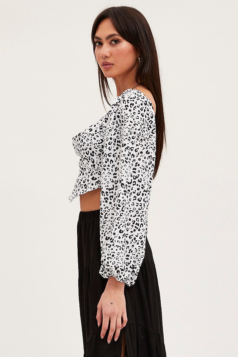Print Puff Sleeve Top Long Sleeve