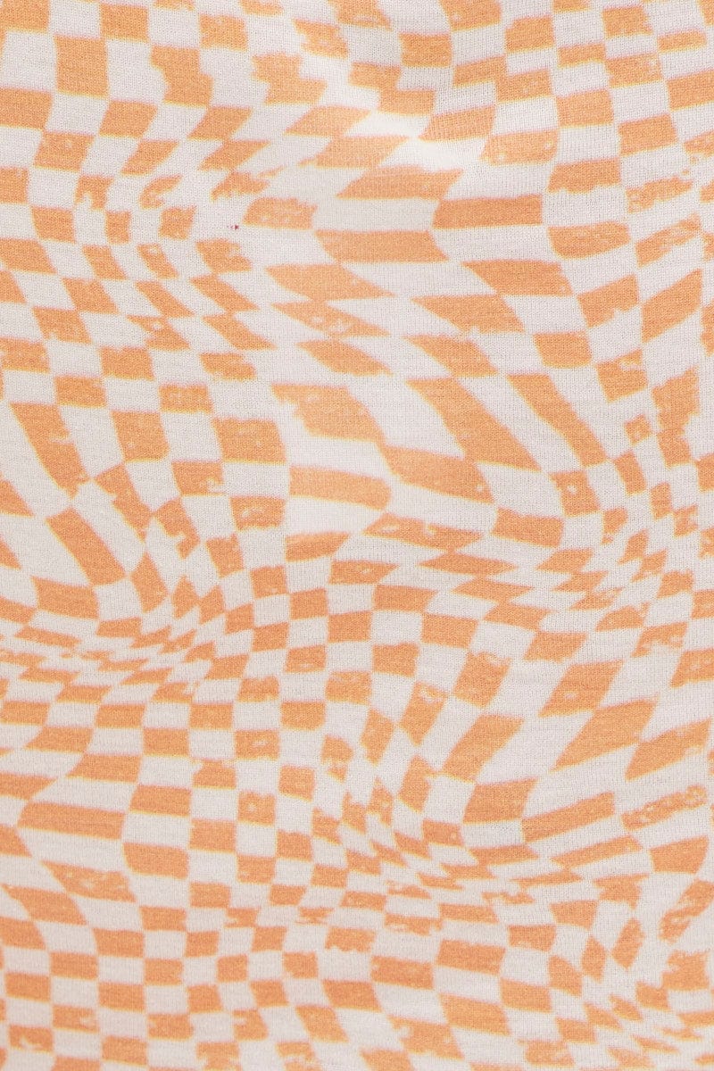 Multi Colour Abstract Cropped Drawstring Crew Neck Baby Tee