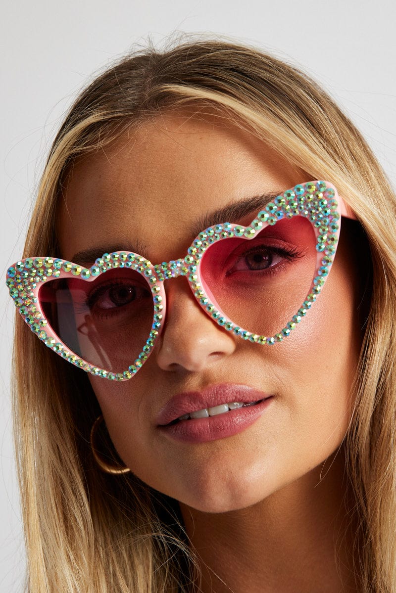 Pink Heart Sunglasses