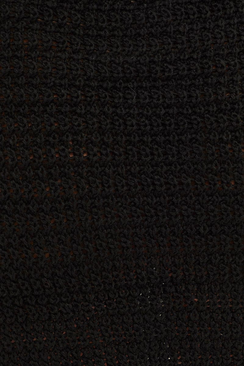 Black Crochet Long Sleeve Mini Cut Out Dress