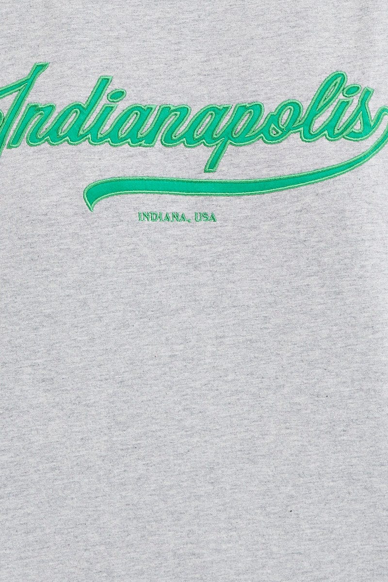 Grey T Shirt Short Sleeve Crew Neck Indianapolis