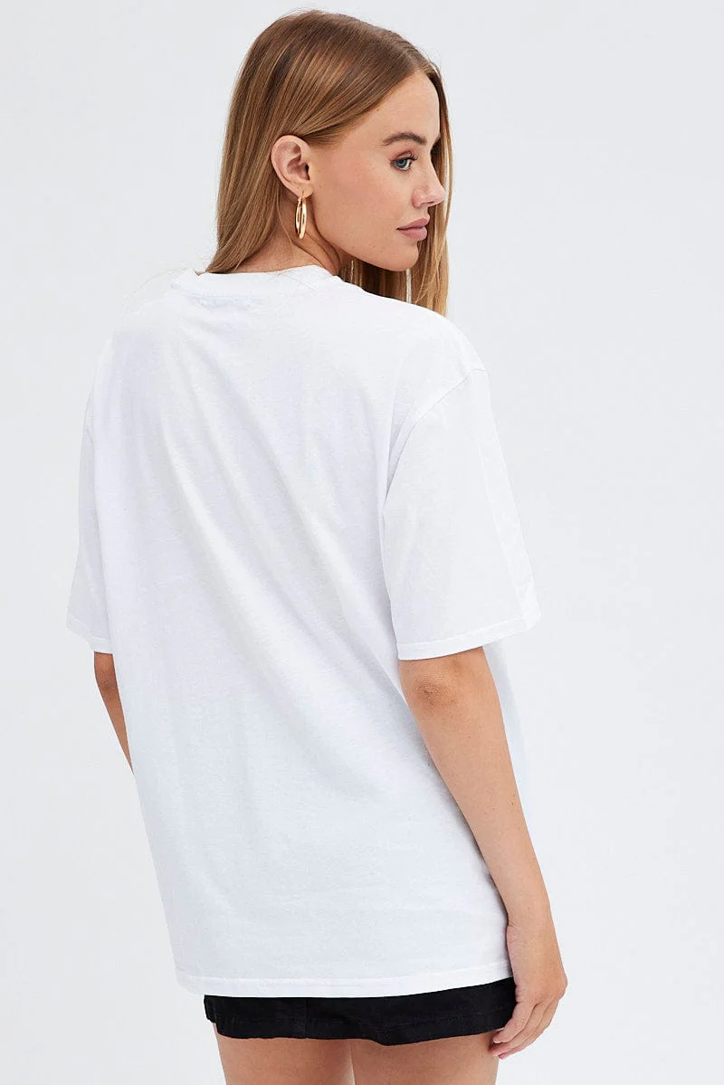 White Graphic Tee Short Sleeve