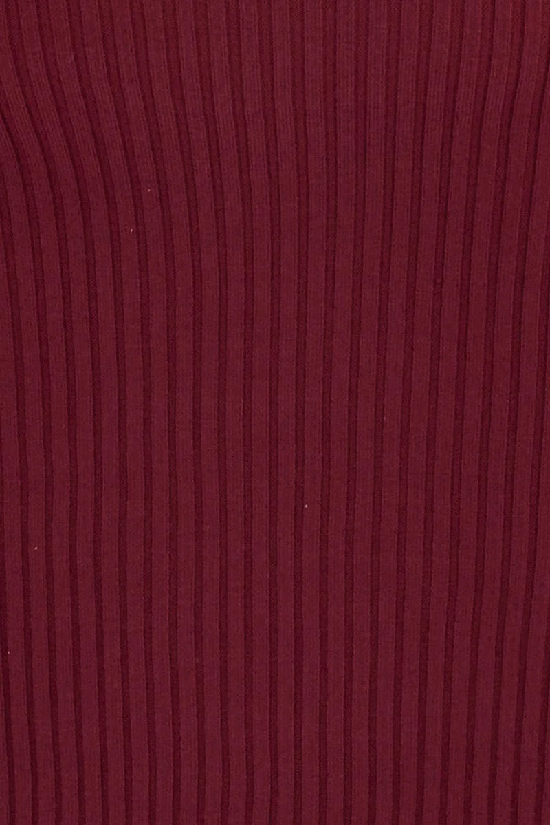 Red Knit Dress Long Sleeve Midi