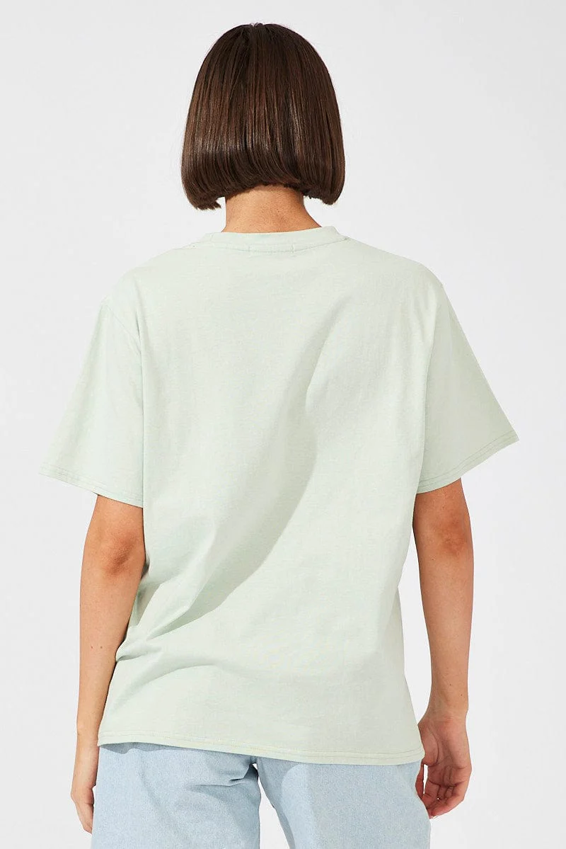 Green Oversized T Shirt Short Sleeve Crew Neck