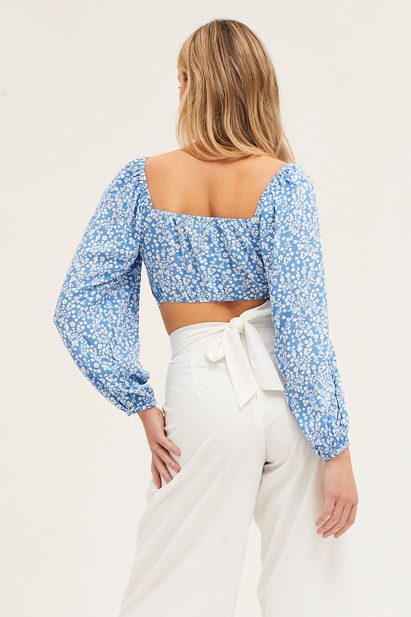 Print Tie Front Top