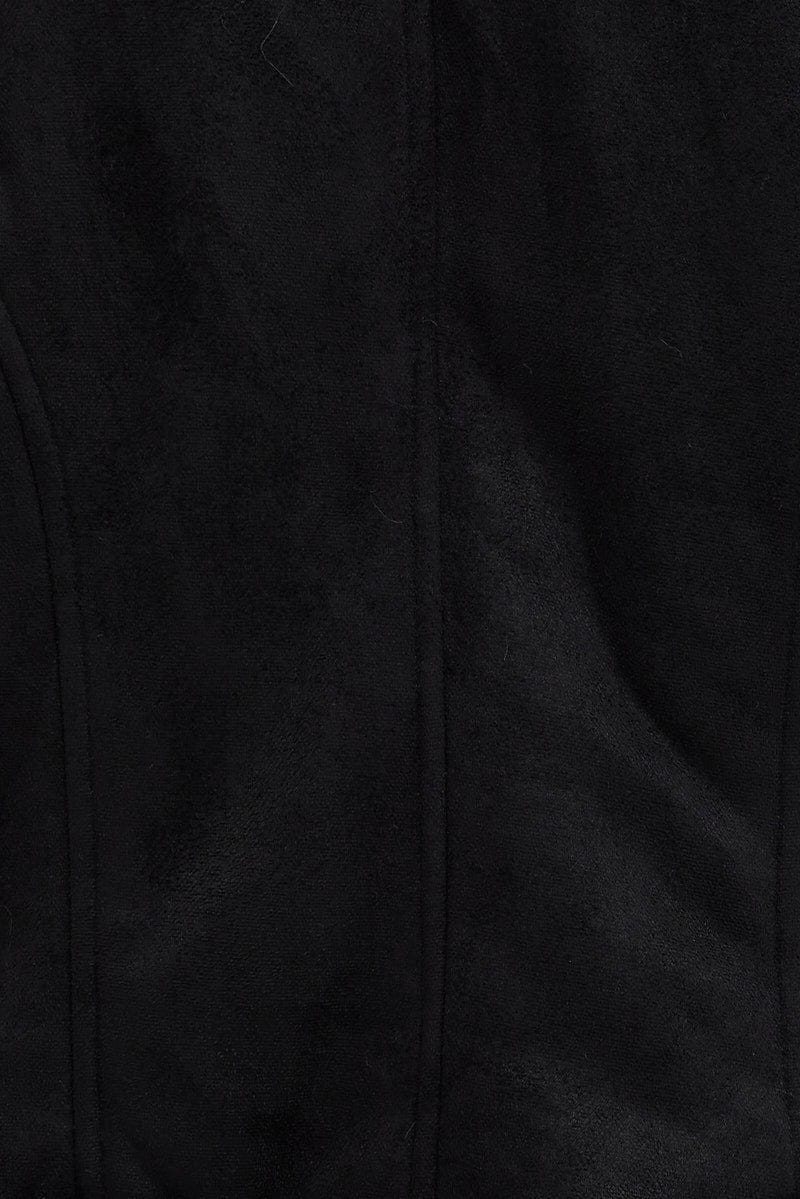 Black Faux Fur Jacket Long Sleeves