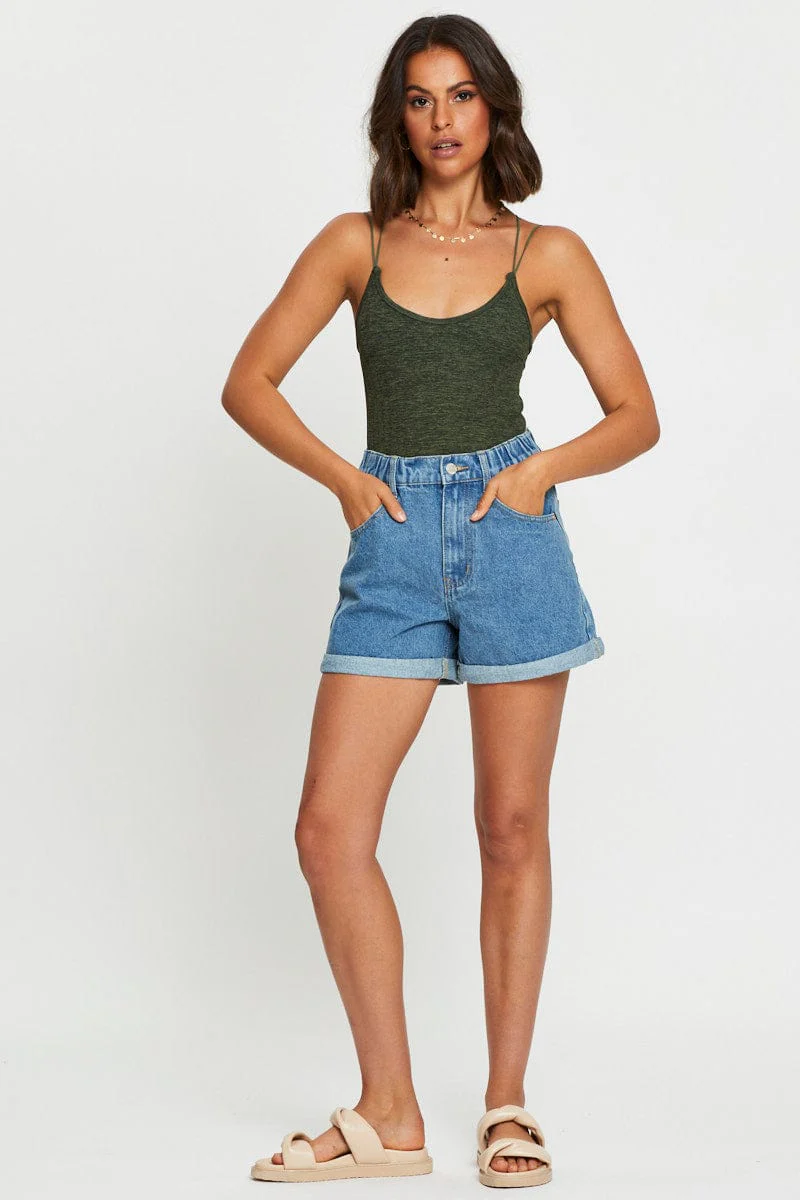 Green Bralette Top Seamless Crop